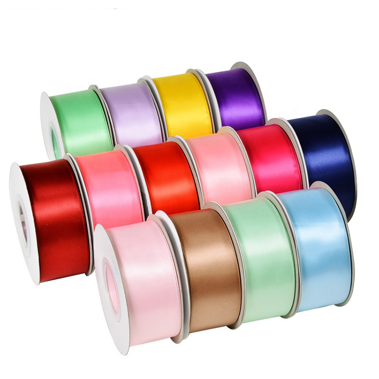 Factory Large Stocked Polyester Solid Color 3 100MM Single Double Faced Satin Ribbon