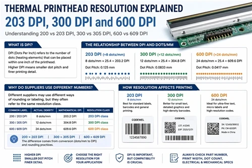 Thermal Printhead Resolution Explained: 203 DPI, 300 DPI and 600 DPI