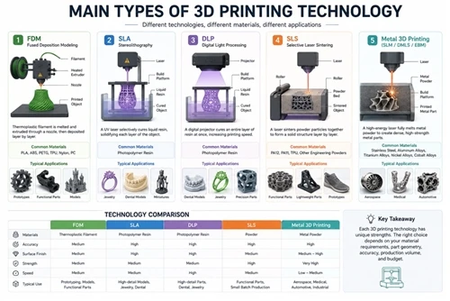 Main Types of 3D Printing Technology